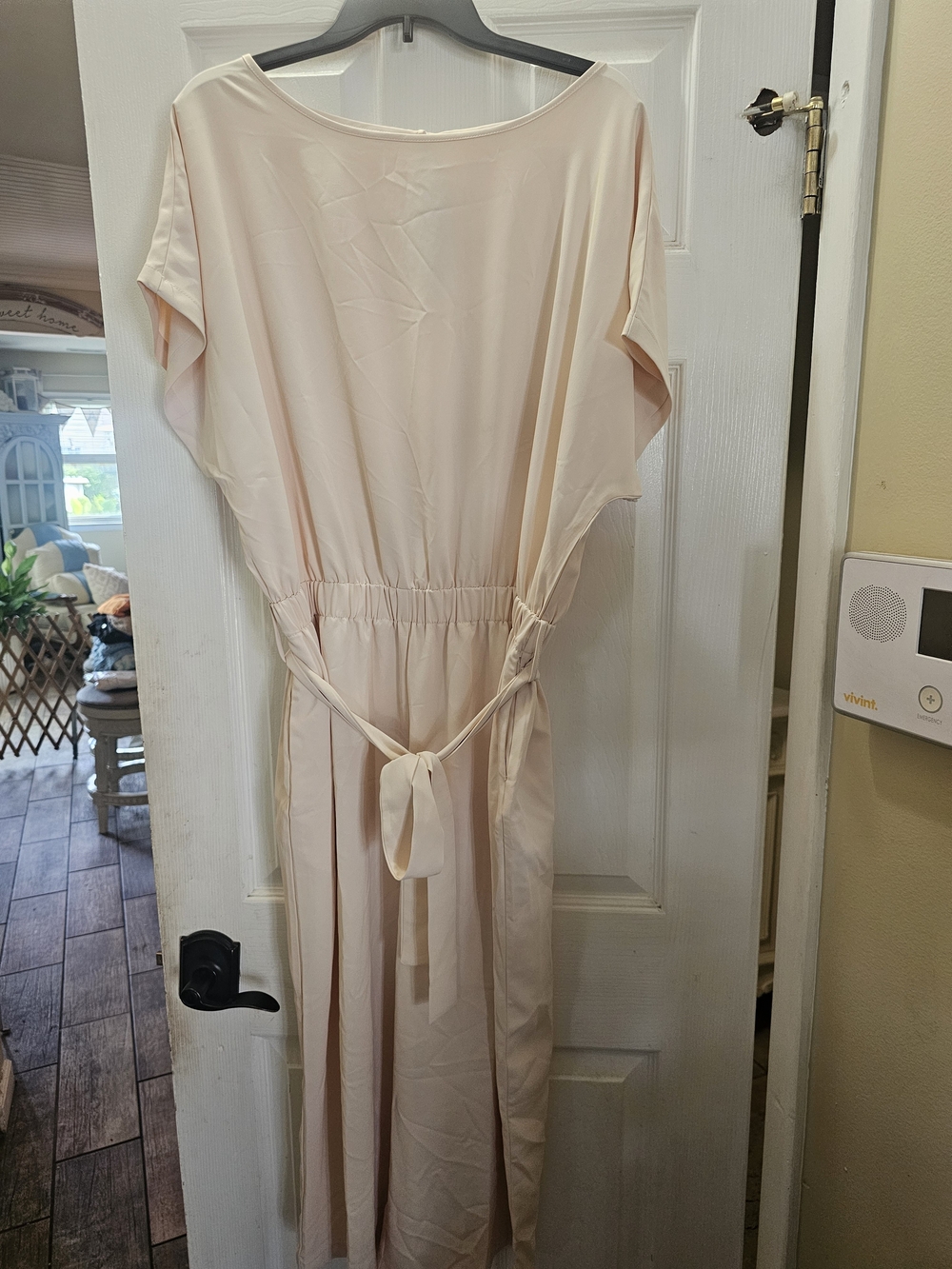 New Women's Cream Tie-Waist Jumpsuit Xl